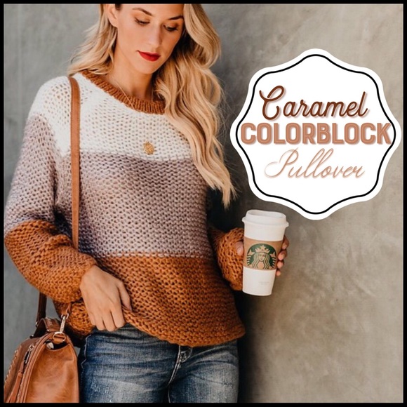 Boutique Sweaters - Caramel Colorblock Pullover